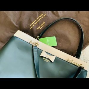 Kate Spade New Black Tan Bowtie Baldwin Street Maryanne Purse Handbag Tote